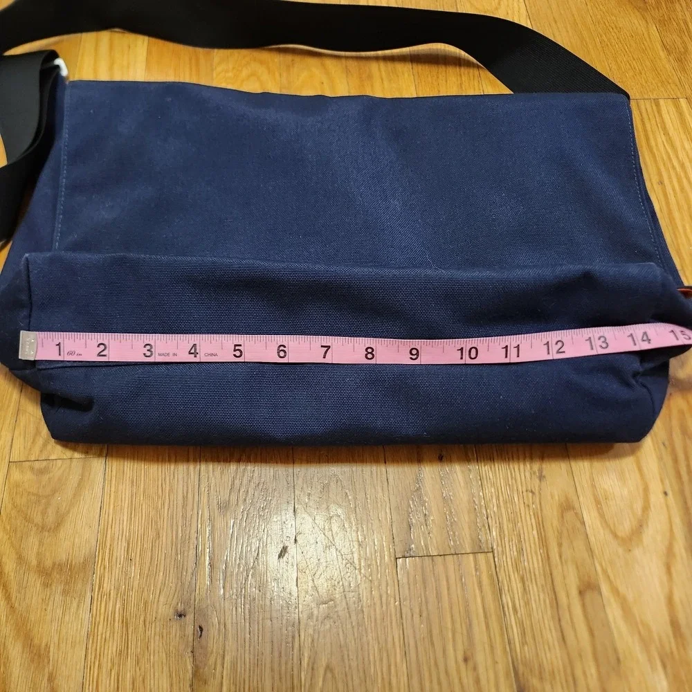 Jack Spade Greene Street Messenger Bag Blue Canvas Orange liner